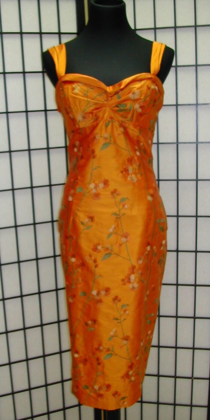 Sunset orange cocktail dress