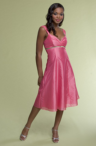 pink A-line tea length summer dress