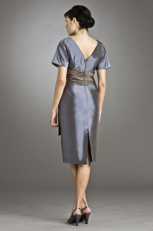 grey blue dress with short sleeve for mother of the bride