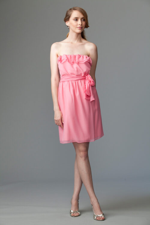 pink chiffon strapless sundress