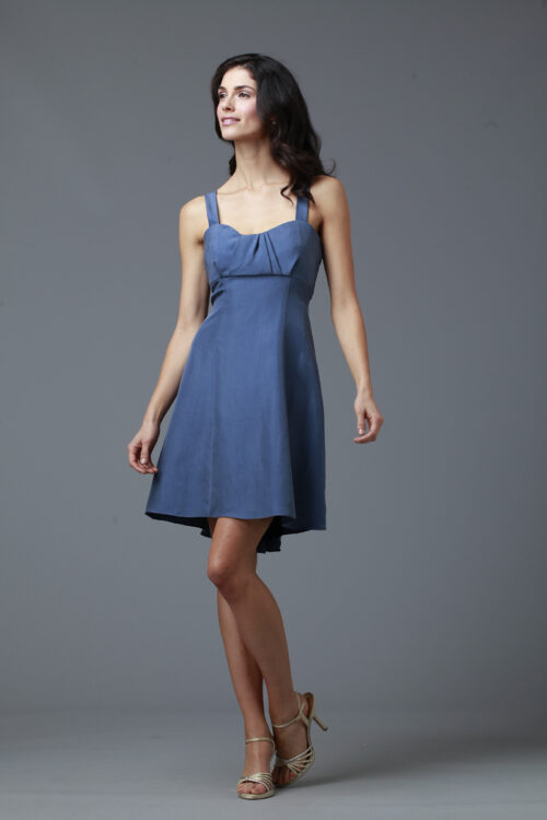 navy blue silk sundress for outdoor party