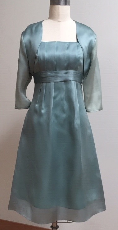 Celadon Blue A-line dress & Shrug for wedding