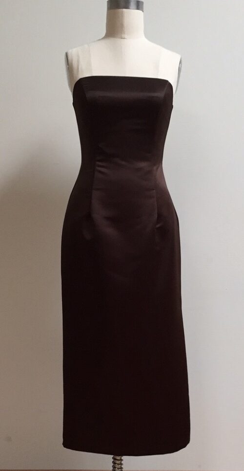 chocolate strapless cocktail dress