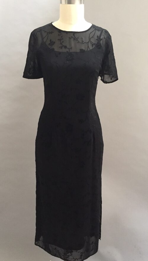 black tea length dress with sleeve