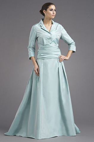 mint blouse and full skirt for summer black tie