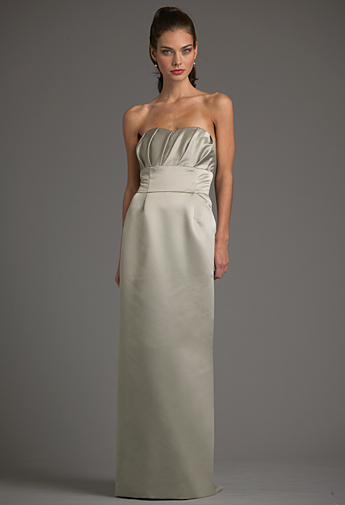 silver strapless evening gown