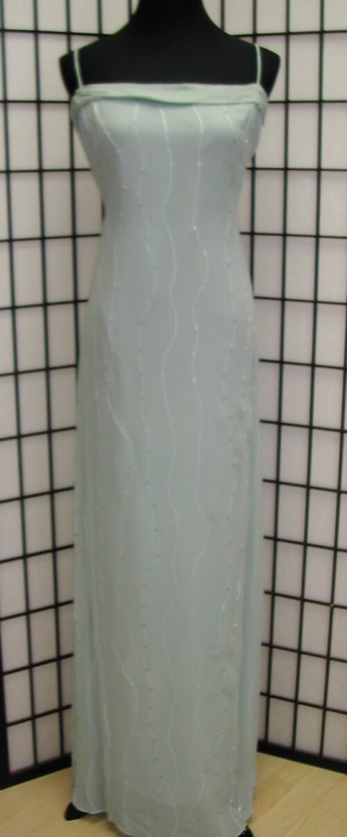 aqua beaded slip gown for summer wedding
