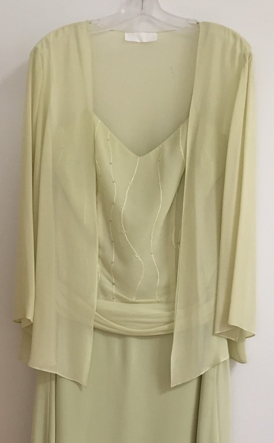 light green silk chiffon gown and jacket for wedding