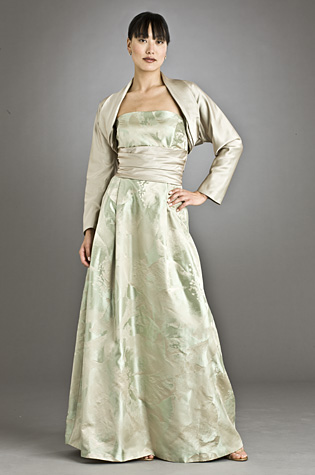 sage and taupe ballgown for gala or mother of the bride
