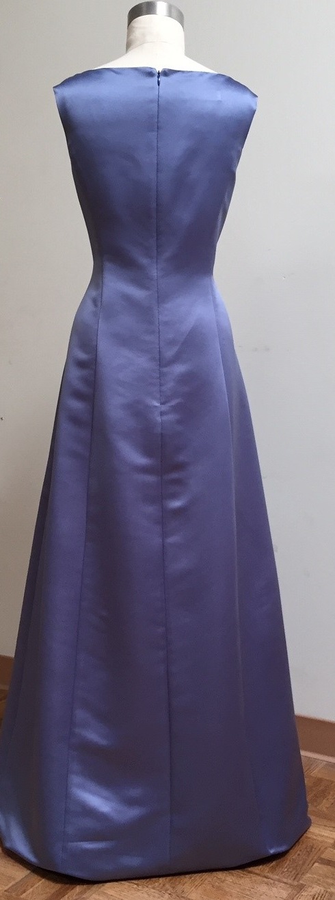 high neck blue A-line gown for mother of the bride