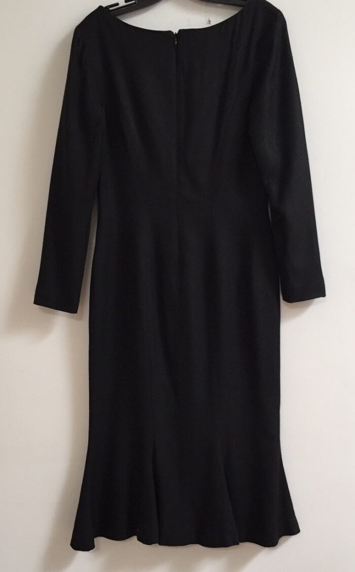 black tea length dress with sleeves