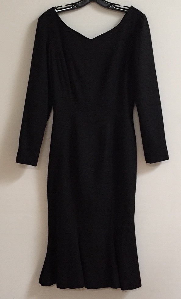 black tea length dress with sleeves