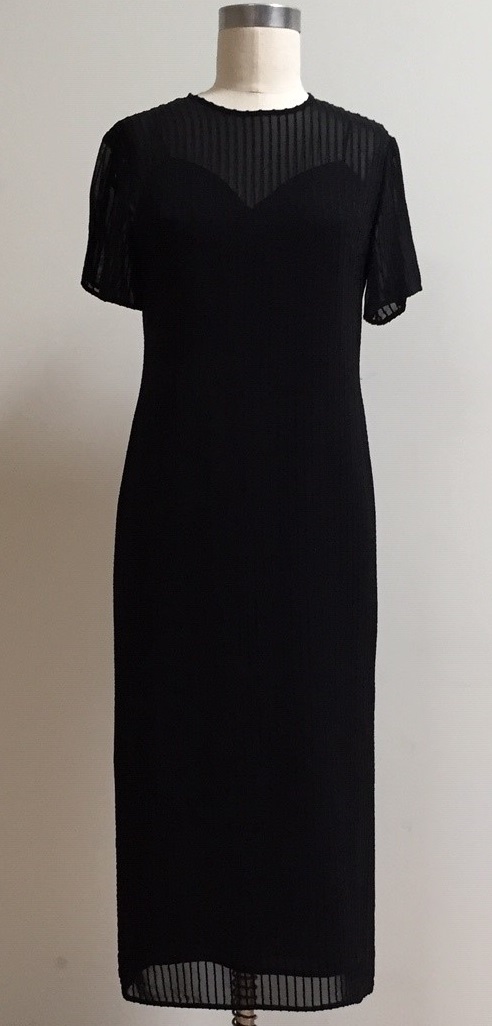 black tea length cocktail dress with short sleeve
