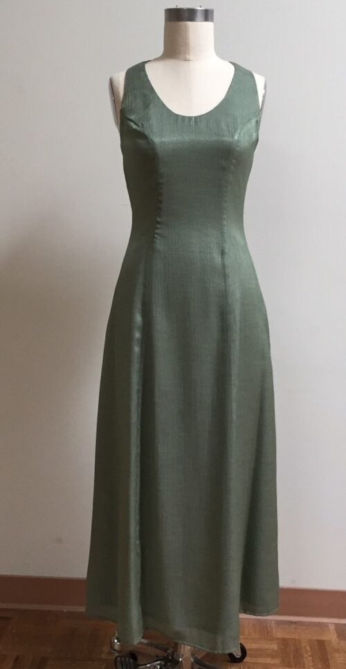 emerald green fit and flared dance gown