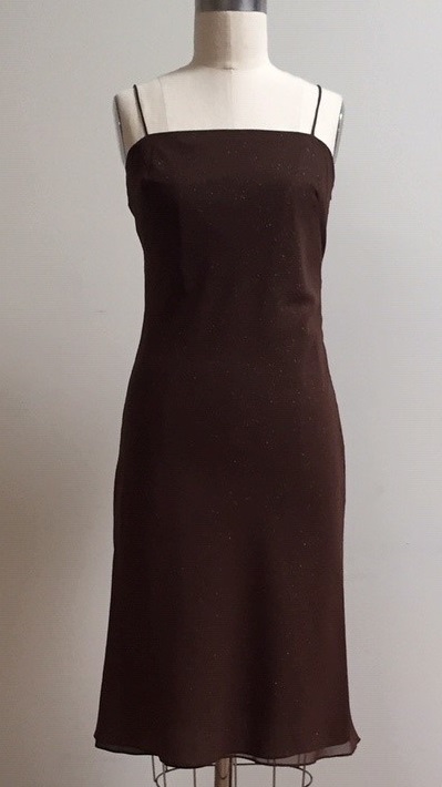 dark brown sparkly slip dress and shawl for cocktail party
