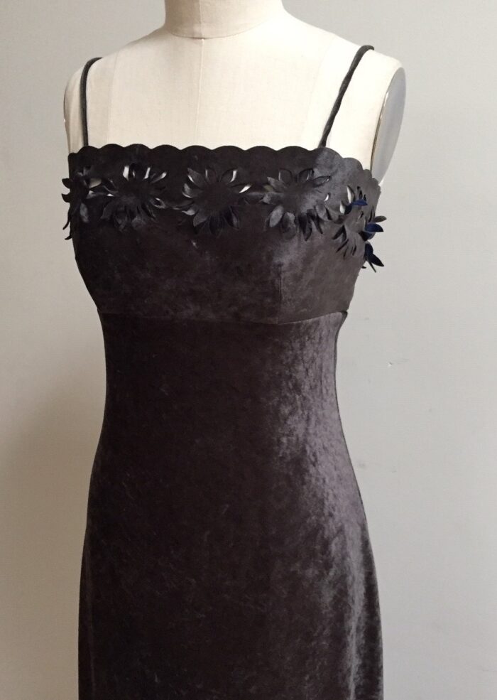 grey velvet gown