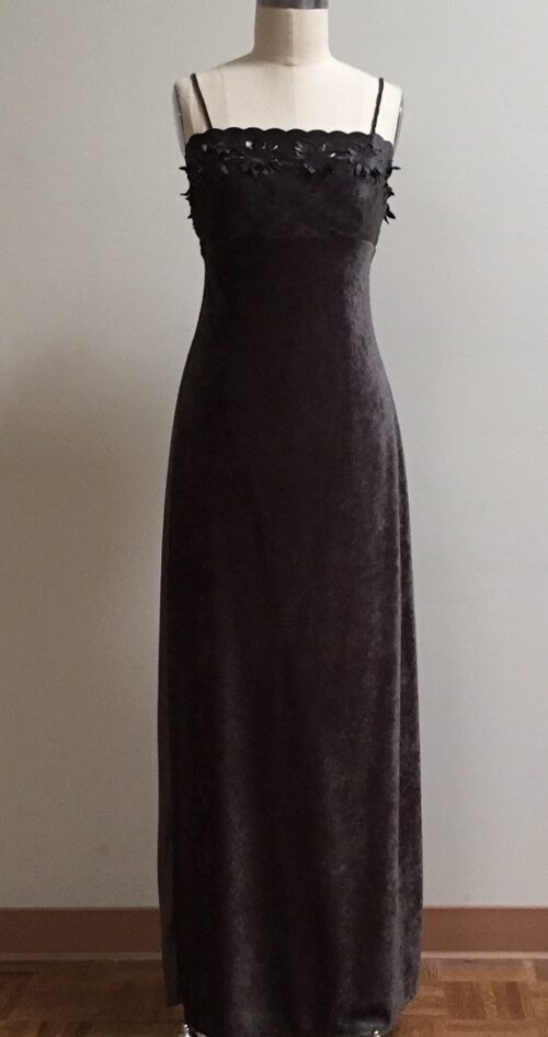 grey velvet gown