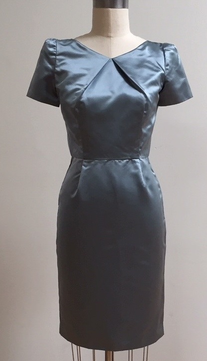 blue silk dress with sleeve for mother of the bride