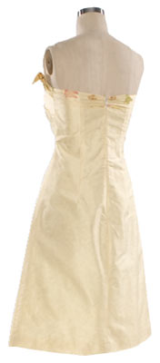 yellow silk A-line dress for wedding
