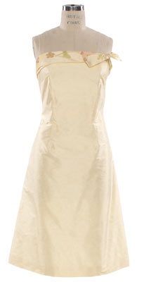 yellow silk A-line dress for wedding