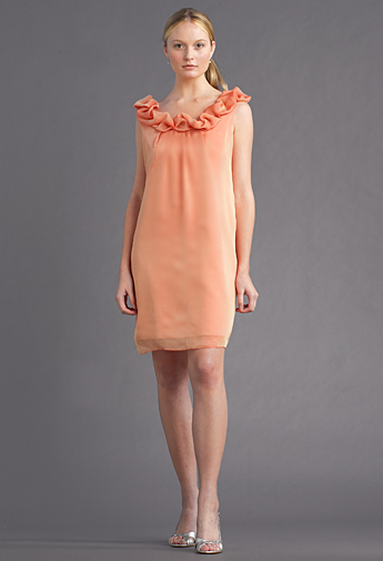 Coral Apricot silk chiffon dress