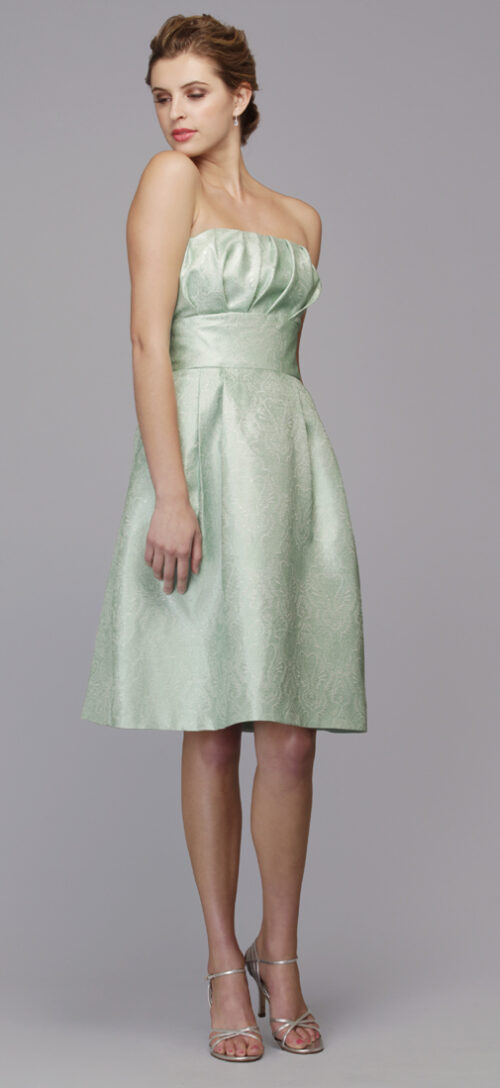 Mint strapless A-line party dress for wedding