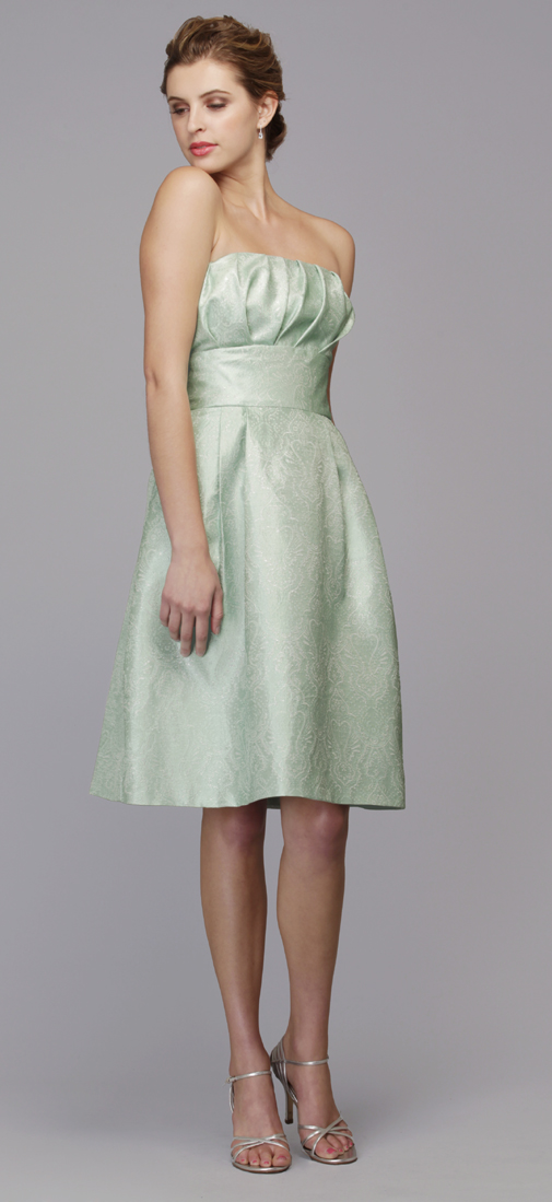 Mint strapless A-line party dress for wedding