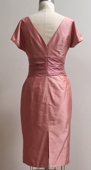 Pink silk knee length dress for mother of the bride