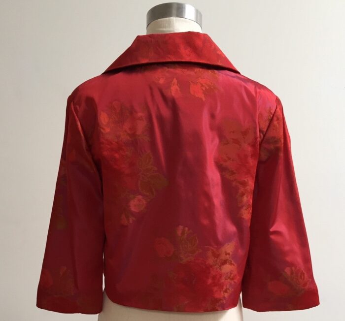 red silk floral jacket