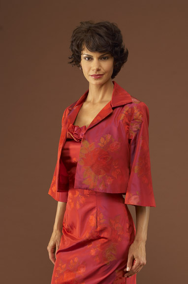red silk floral jacket