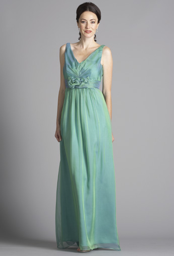 green silk chiffon empire gown for mother of the bride