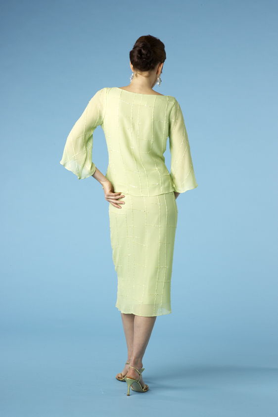 beaded celery green top and skirt for mother of the bride