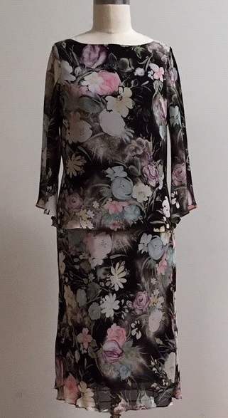 2 piece dress black floral
