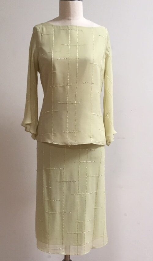 beaded celery green top and skirt for mother of the bride