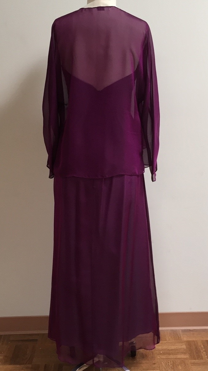 purple silk chiffon empire gown with jacket