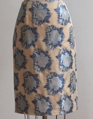 blue floral skirt