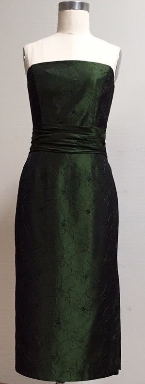 Forest green strapless cocktail dress
