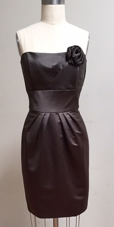dark grey strapless cocktail dress