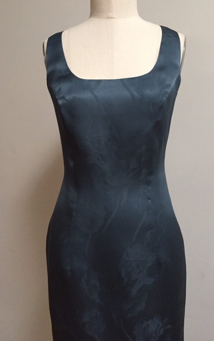 dark blue sheath gown for mother of the bride