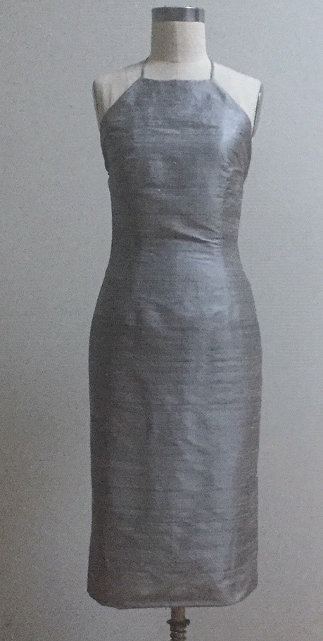 Silver low back cocktail dress