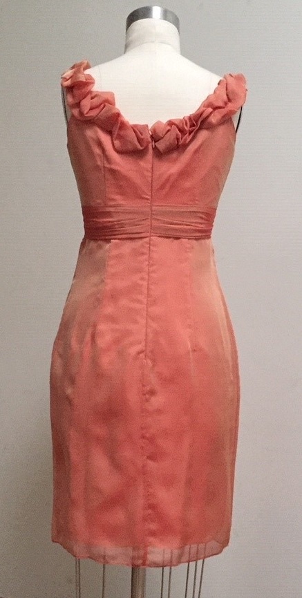 Coral Apricot silk chiffon dress