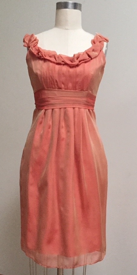 Coral Apricot silk chiffon dress