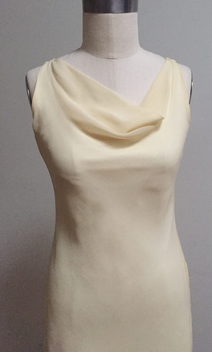 lemon yellow chiffon sheath