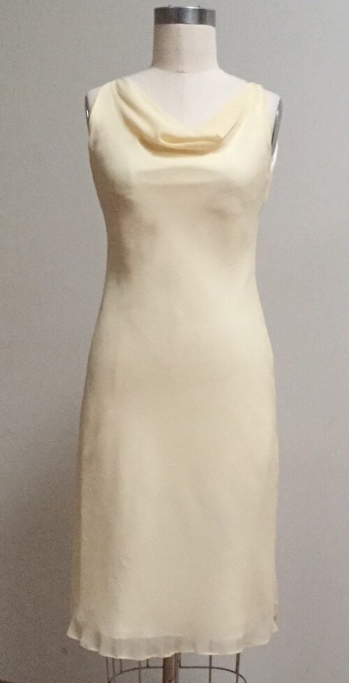 lemon yellow chiffon sheath