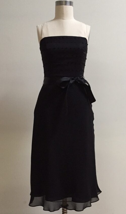 black tea length strapless dress