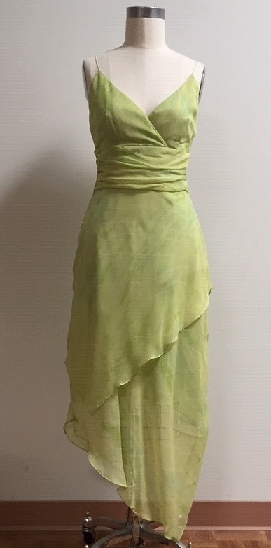 Spring green chiffon layered skirt dress