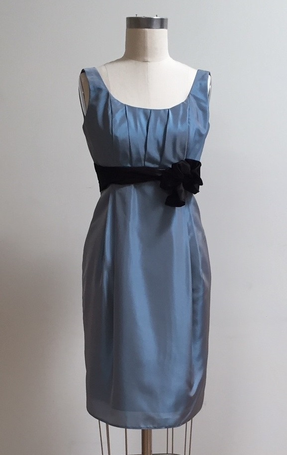 blue empire dress with scoop neck