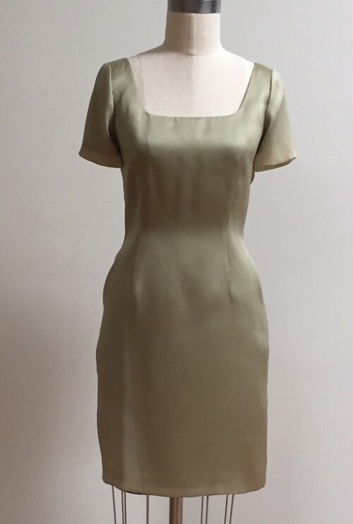 Sage green dress with short sleeve