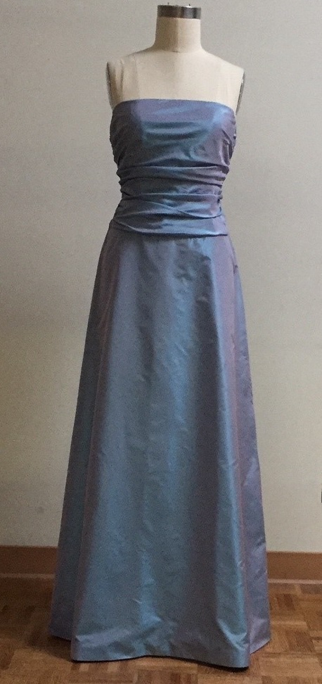 Blue strapless ball gown
