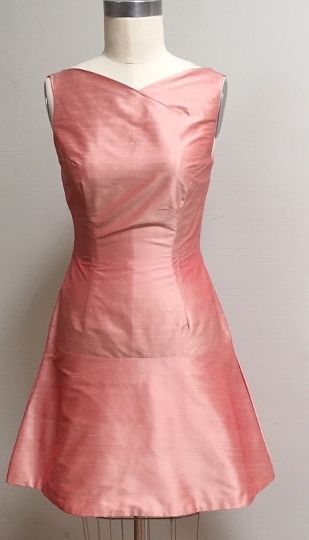 Pink salmon dress for afternoon wedding
